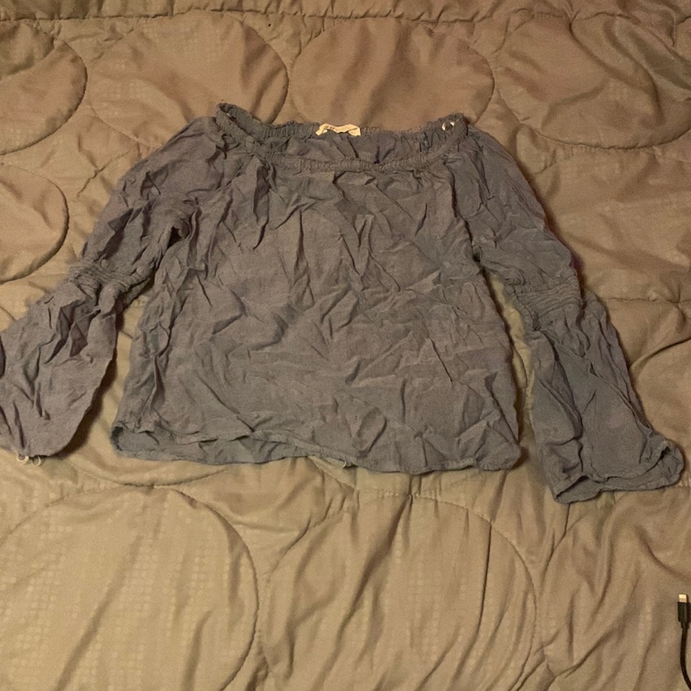 Off the shoulder flare sleeve blue H&M top